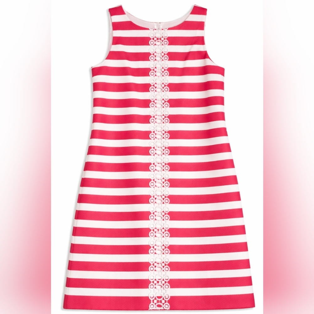 Jessica Howard Junior Girls Sz 10 Striped Sleeveless A-Line Zip Dress Lace Trim